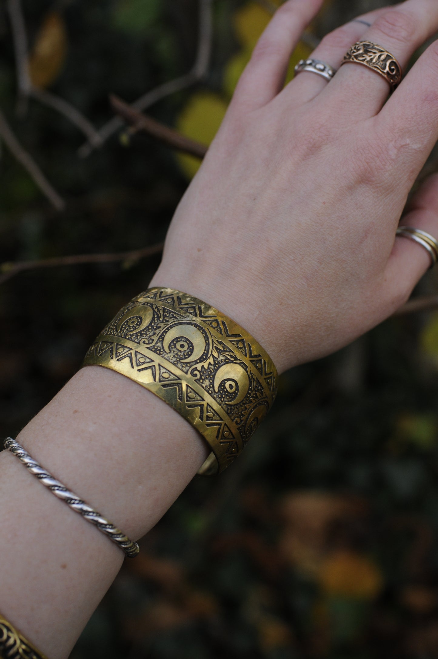 Bracelets laiton gravé bombé Oeil mystique P