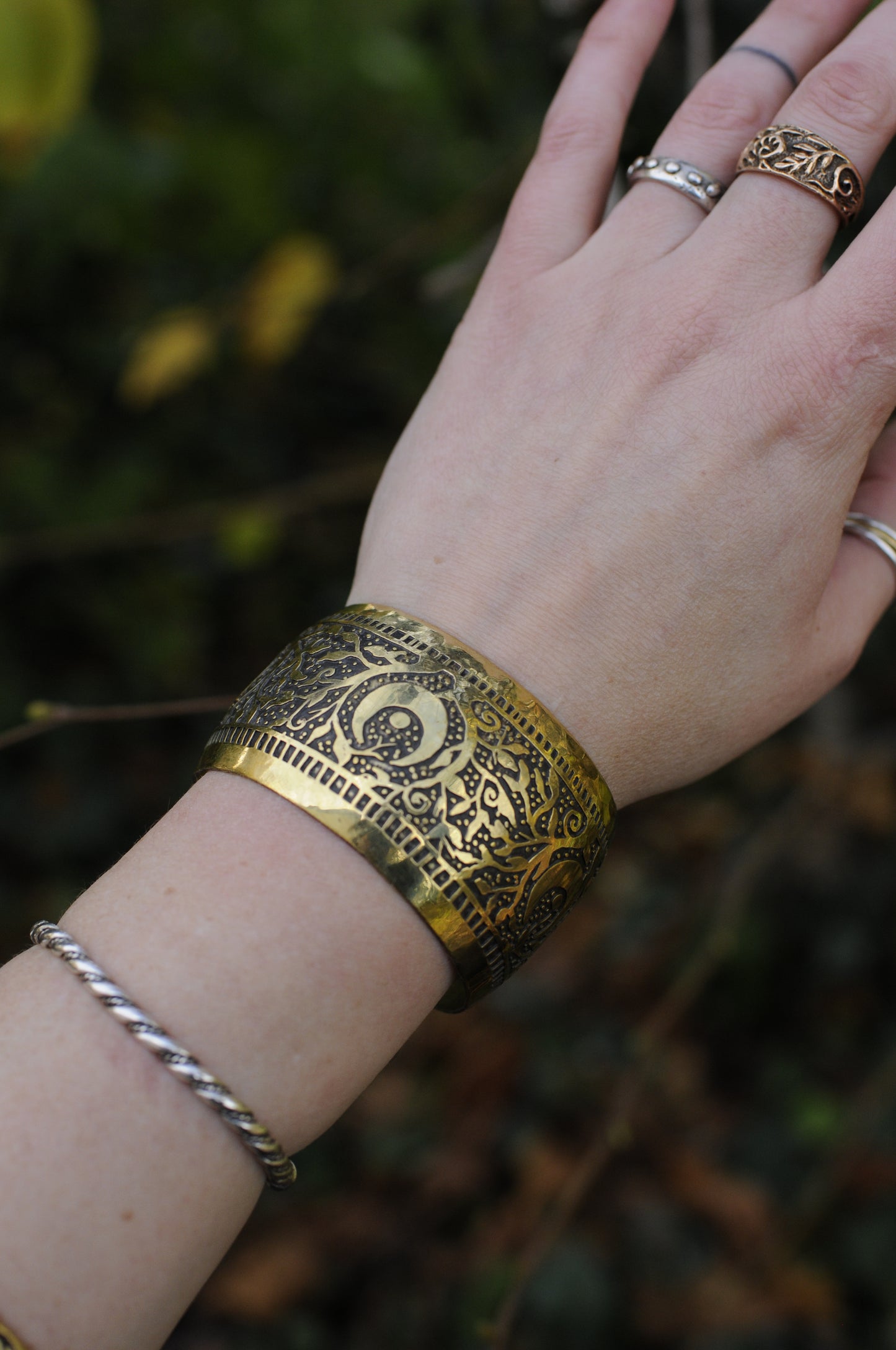 Bracelets laiton gravé bombé S