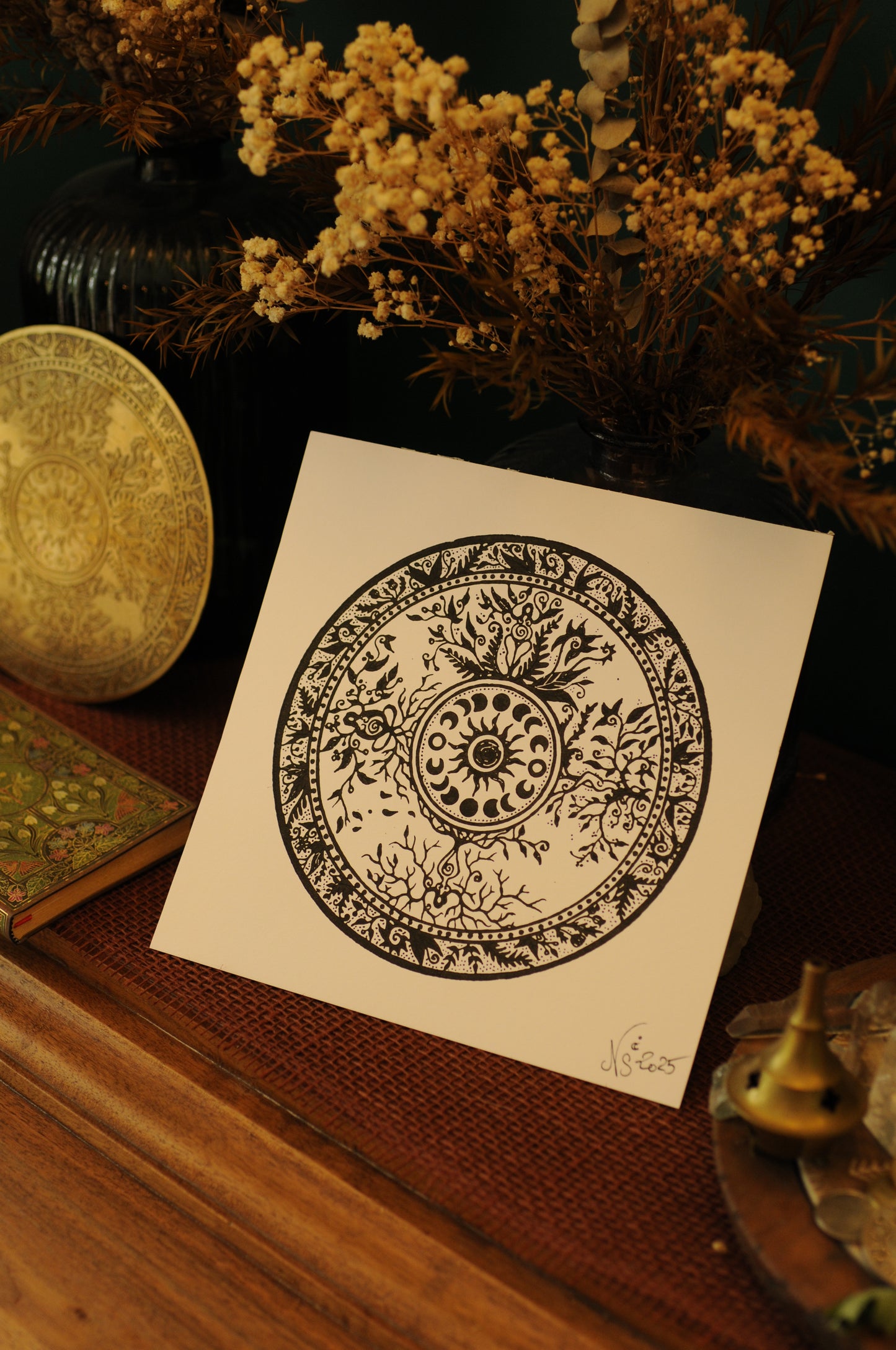 Tirage papier de la gravure Beltaine sur laiton