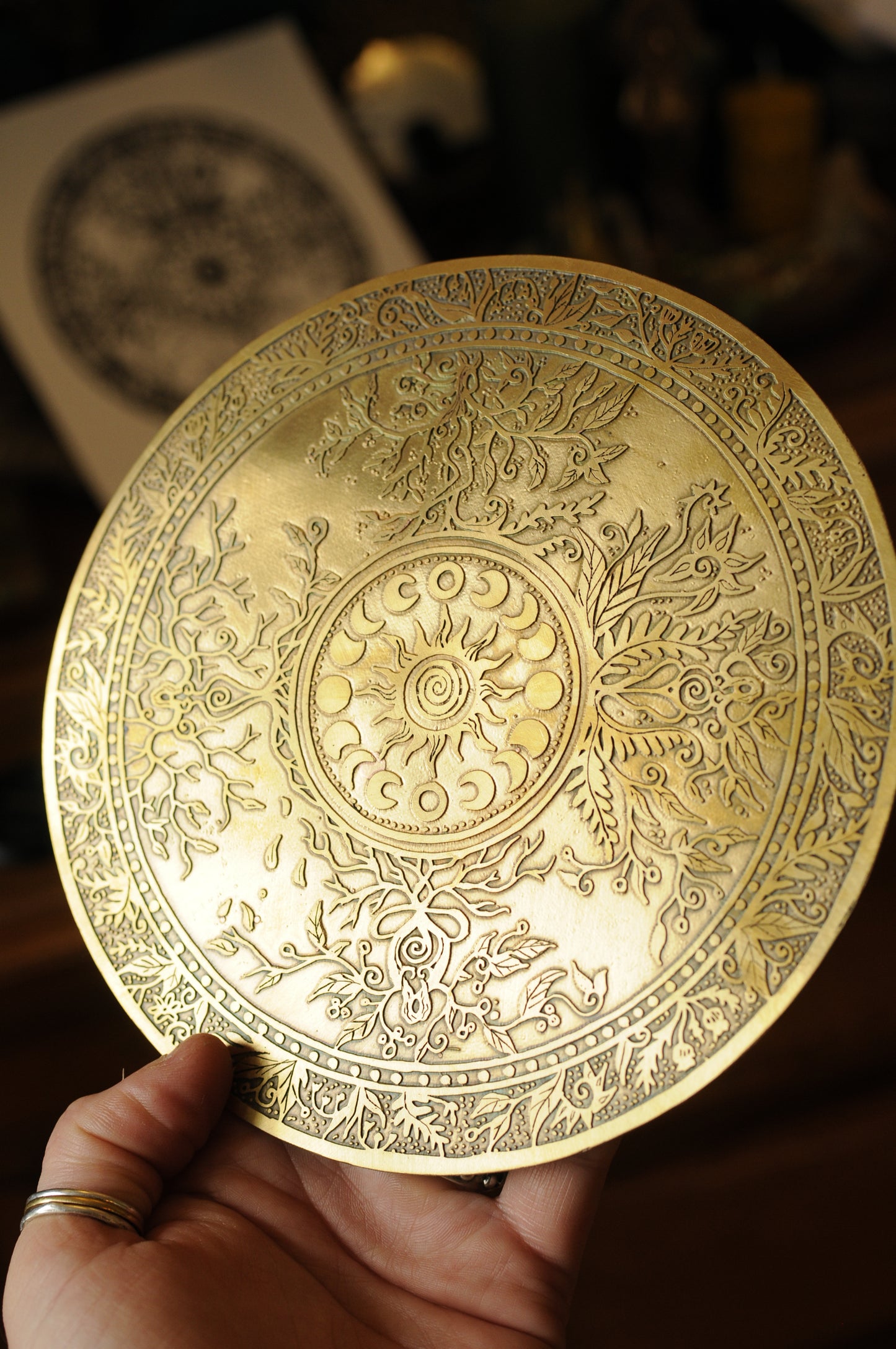 Tirage papier de la gravure Beltaine sur laiton
