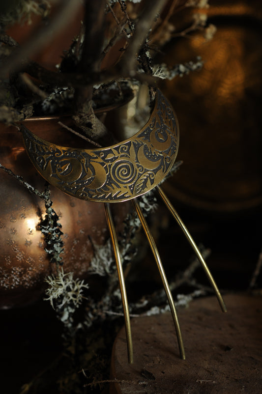 Peigne pique pour cheveux Lune gravée en laiton (Copie)