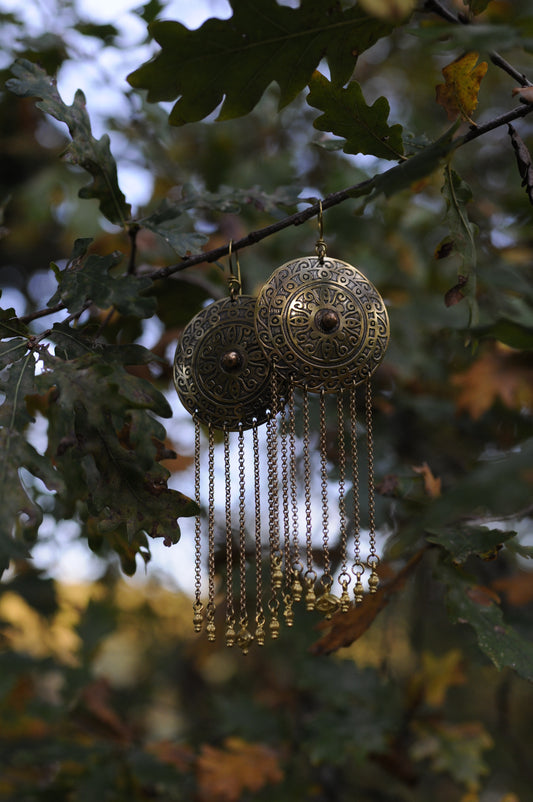 Grandes boucles d'oreilles Boucliers d'amazones en laiton
