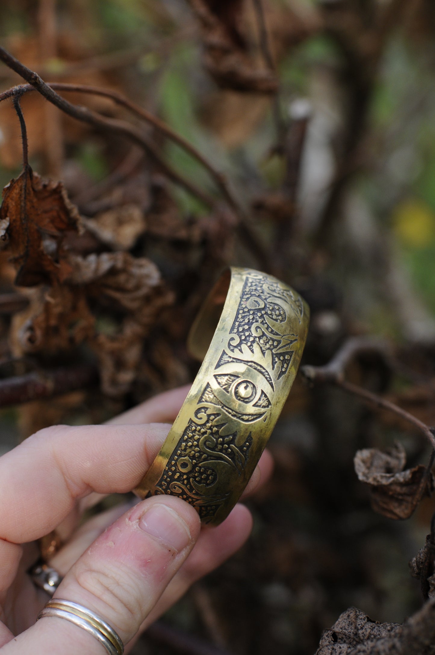 Bracelets laiton gravé bombé I