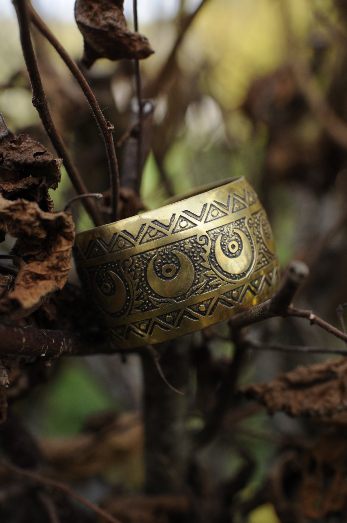 Bracelets laiton gravé bombé Oeil mystique P