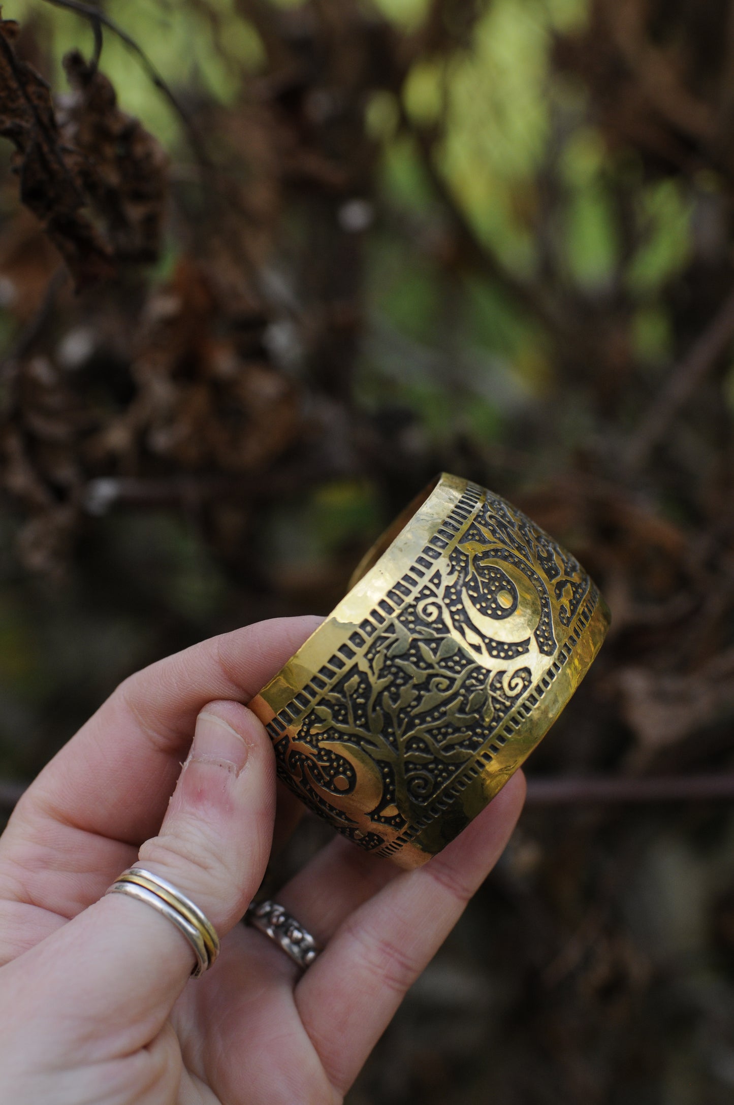 Bracelets laiton gravé bombé S