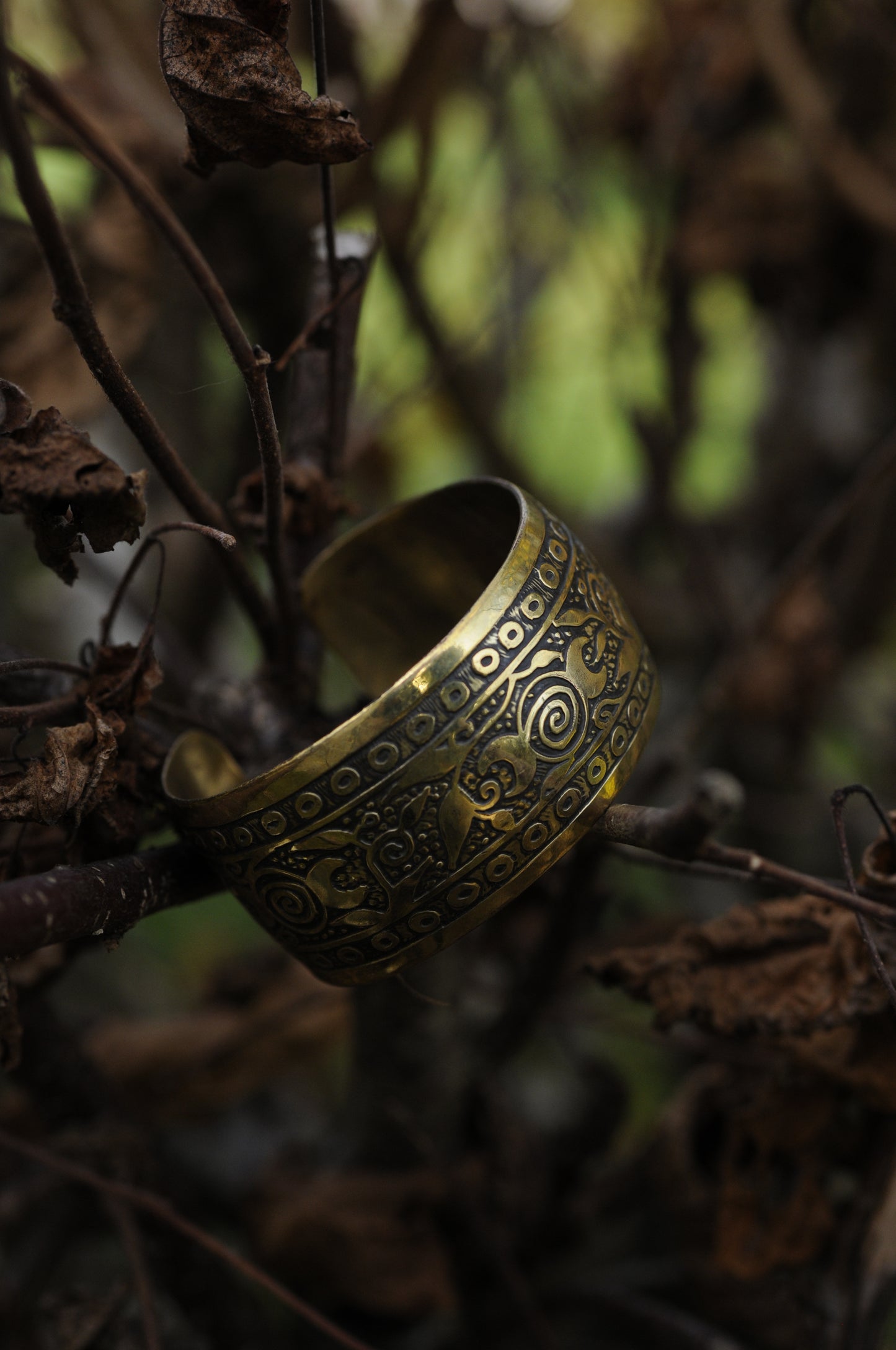 Bracelets laiton gravé bombé Triple lune N