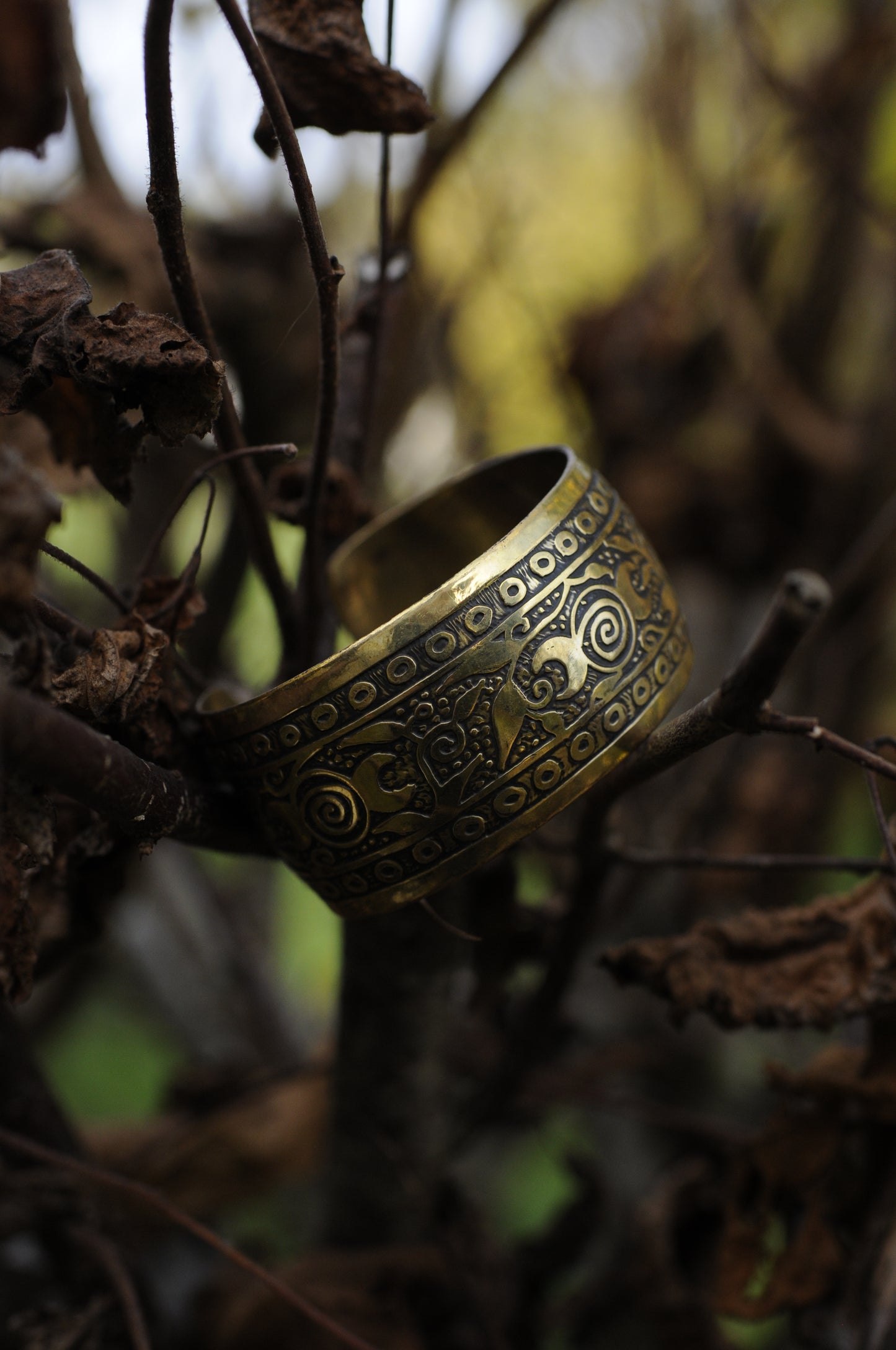 Bracelets laiton gravé bombé Triple lune N