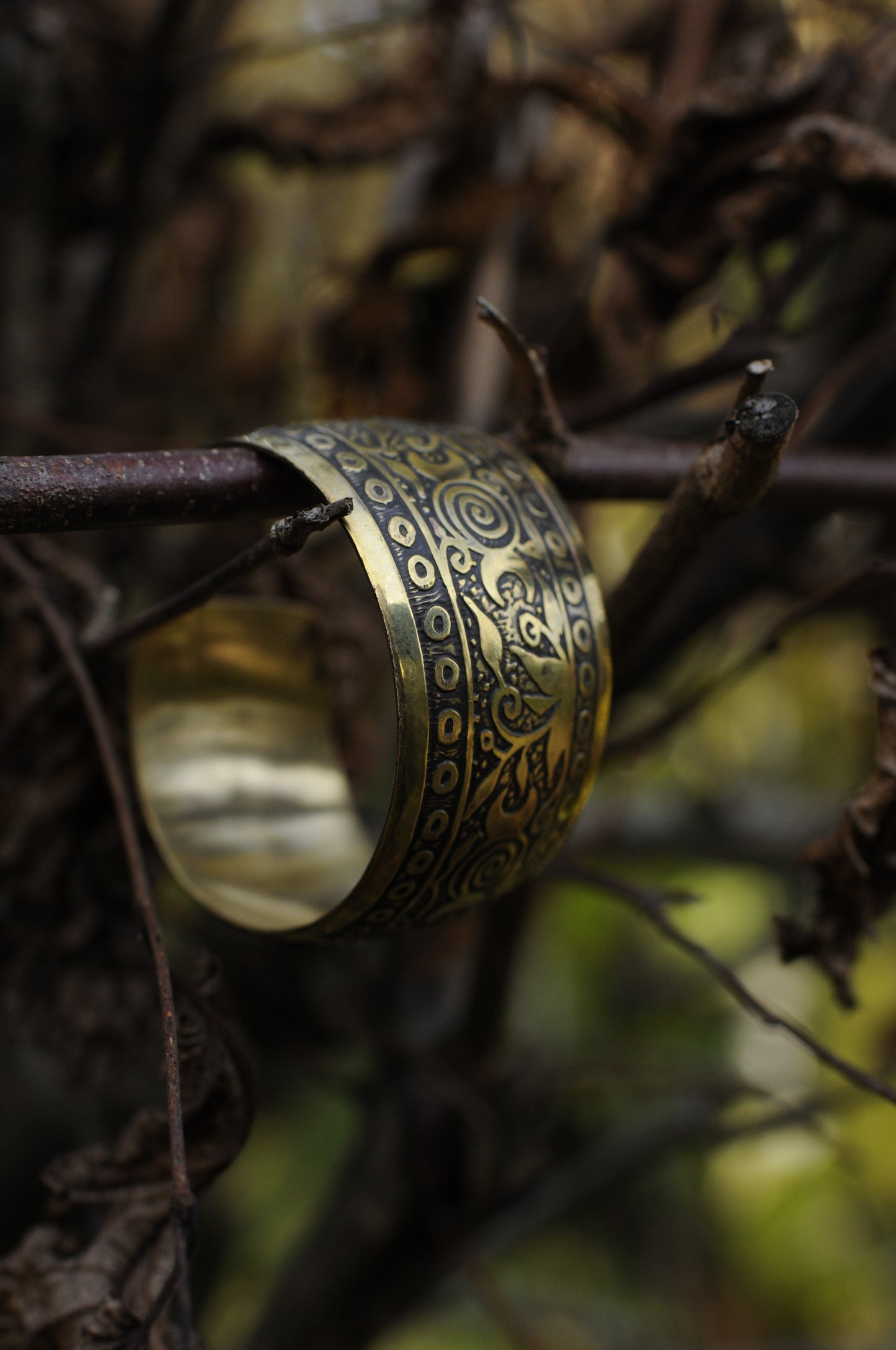 Bracelets laiton gravé bombé Triple lune N