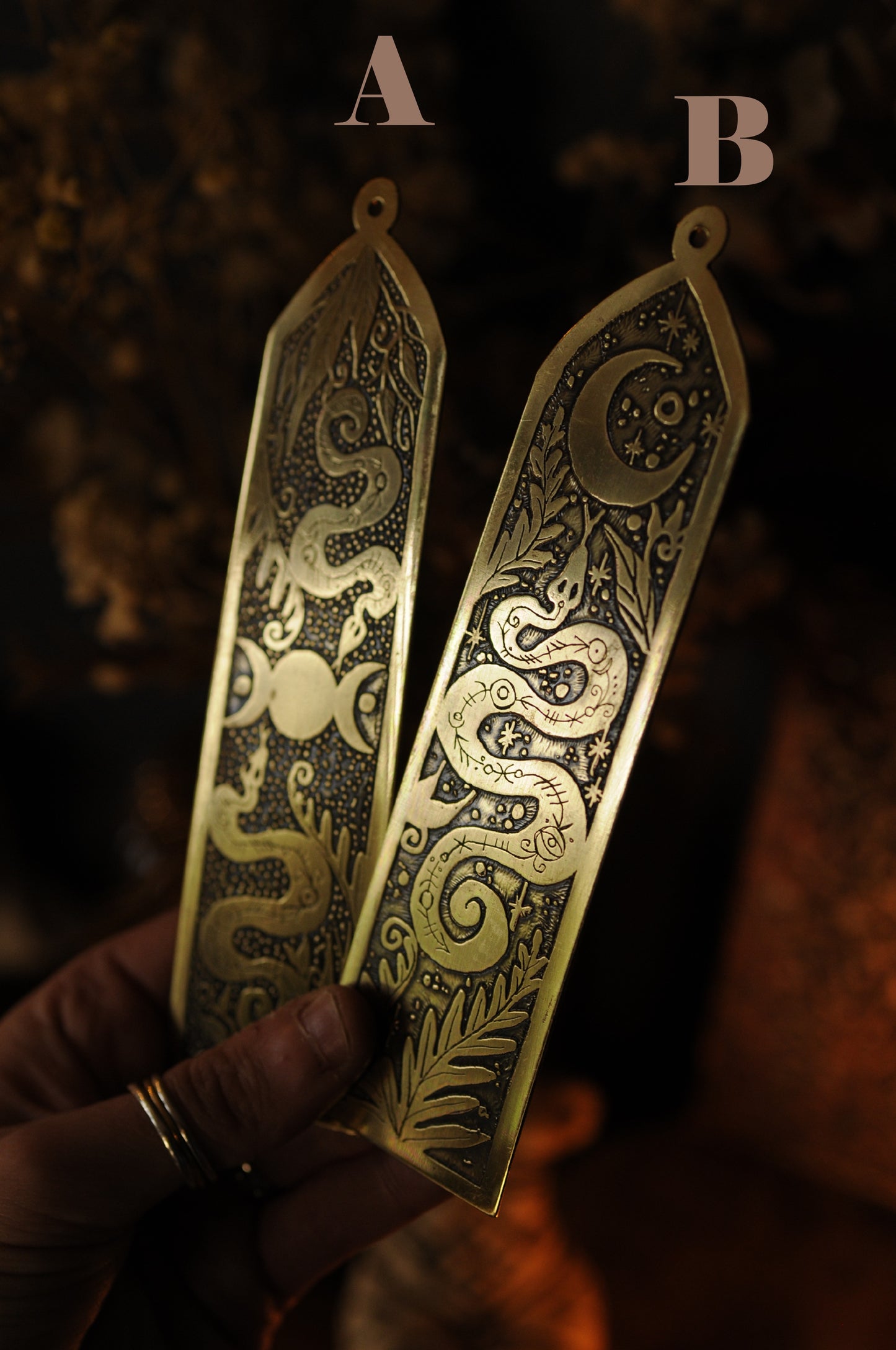 Marque page en laiton gravé Serpents