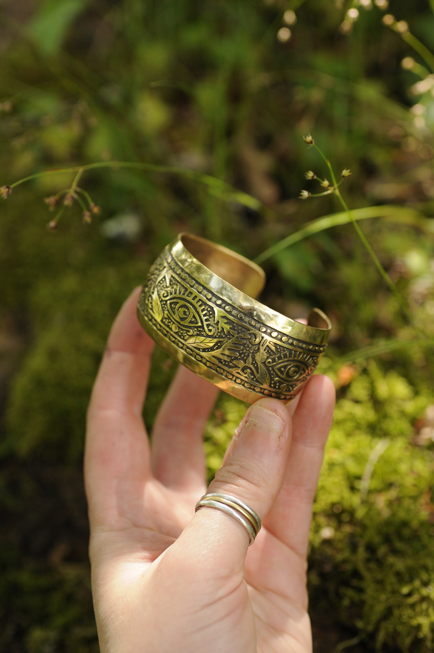 Bracelets laiton gravé bombé Oeil mystique M