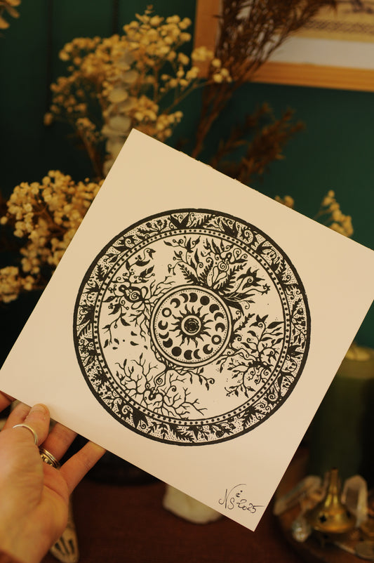 Tirage papier de la gravure Beltaine sur laiton