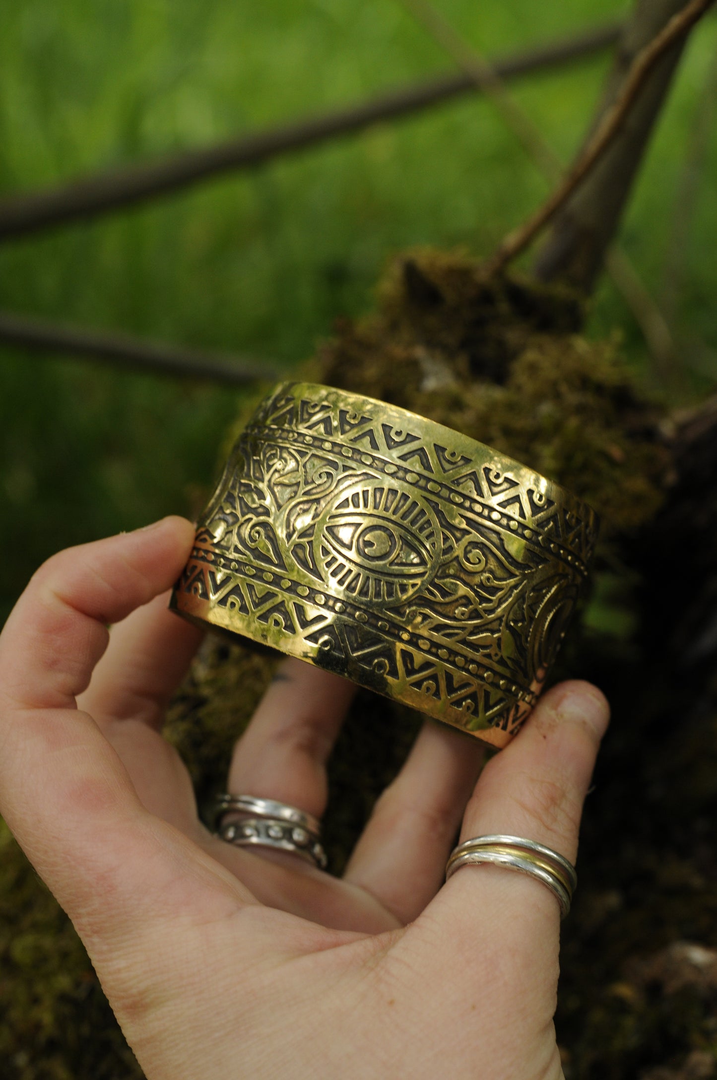 Bracelets laiton gravé bombé Veilleur